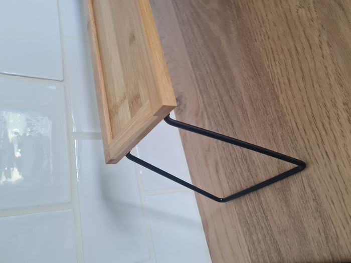 Petite étagère de cuisine en bambou et pieds en métal noir - photo numéro 2