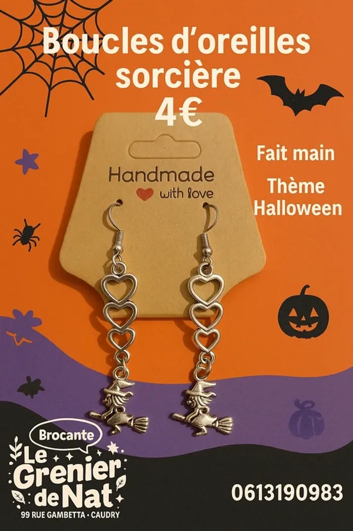 Boucles d'oreilles sorcière fantaisie