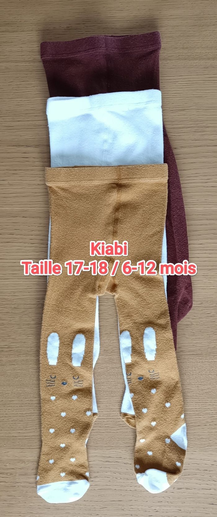 LOT : 3 paires de collants Kiabi 6-9 mois taille 17-18 fille