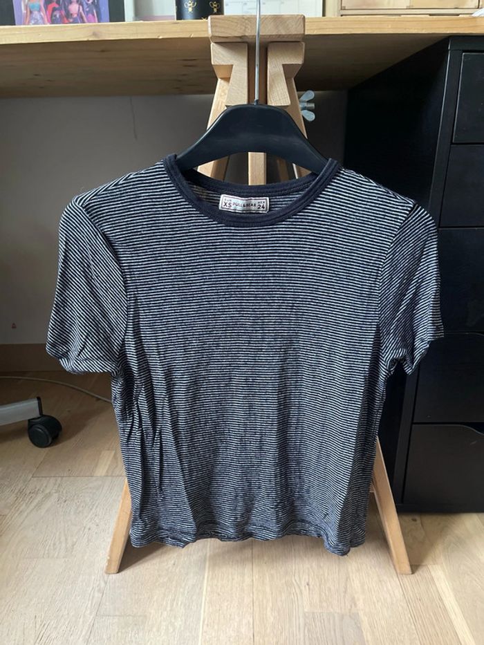 T-shirt noir et blanc rayures taille xs