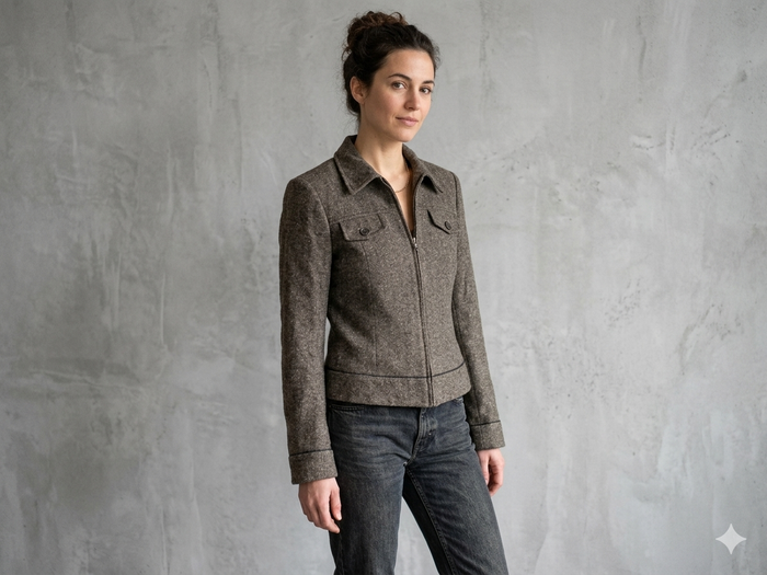 Blouson Taille 40 chiné marronkaki foncé Promod Neuf - photo numéro 1