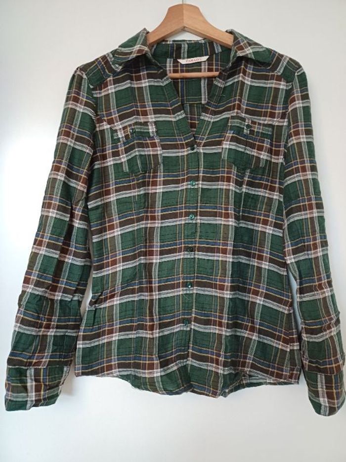Chemise à carreaux verte S