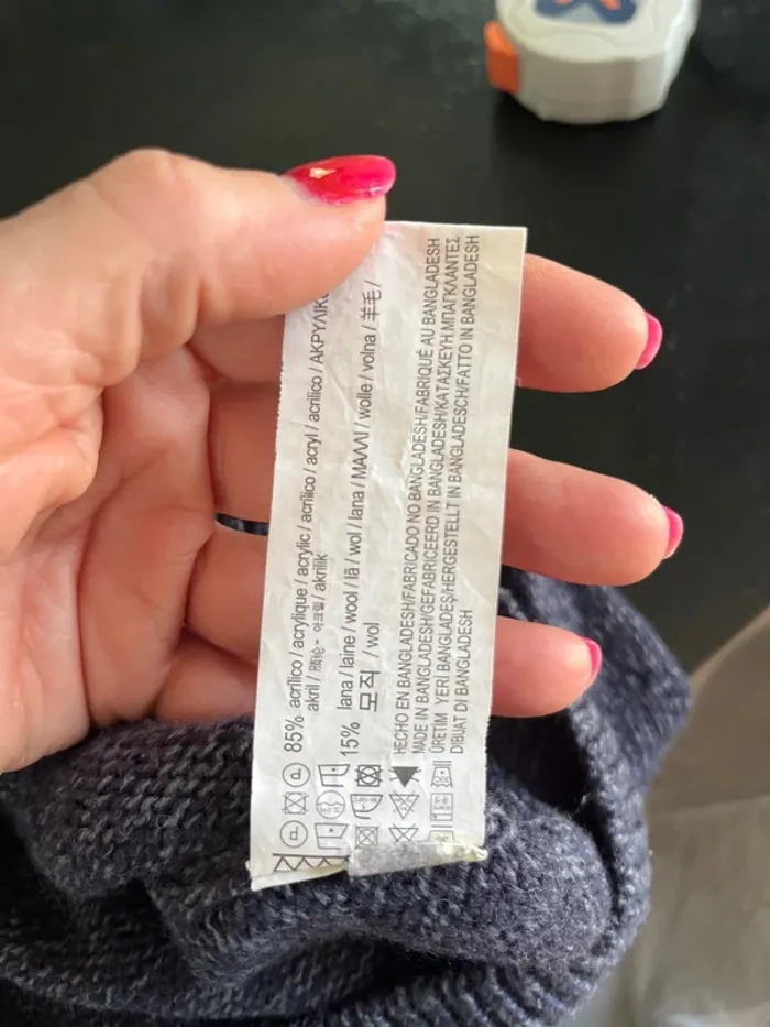 Pull bleu chiné 20% laine - photo numéro 7
