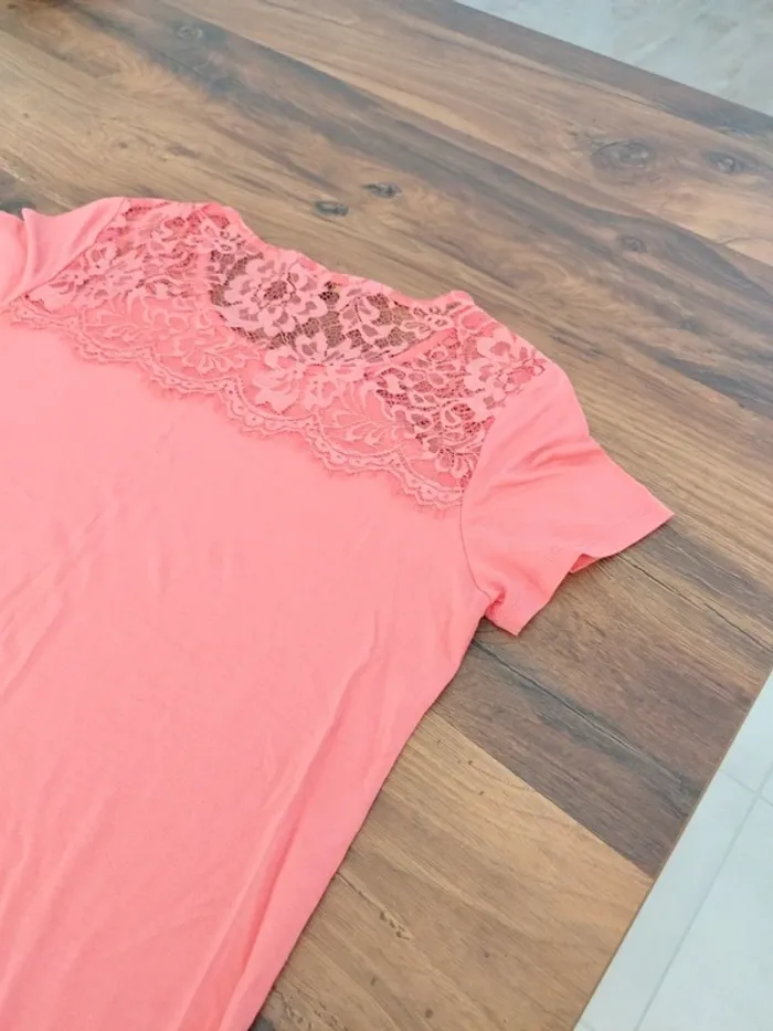 Tee-shirt rose à dentelle "123"-  Taille 38 - photo numéro 7