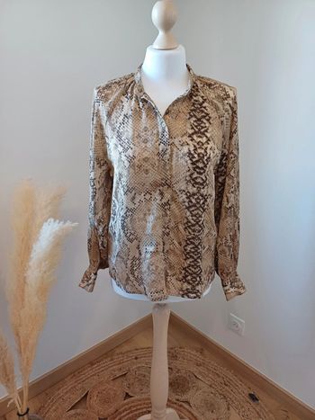 Chemise beige à imprimé animal H&M taille S 36