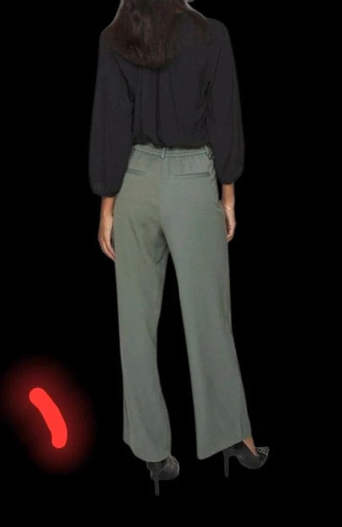 Pantalon a jambe ample Vila - Taille haute - Vivarone - Duck Green - photo numéro 2