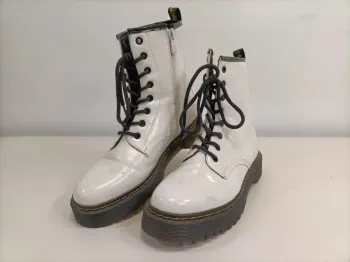 Boots plates blanches à lacets femme, T 41 lacets et zip chaussures femme imperméable printemps C023