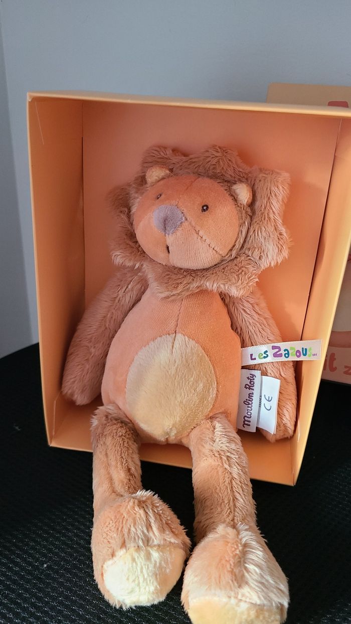 MOULIN ROTY Peluche doudou lion orange les zazous - photo numéro 3