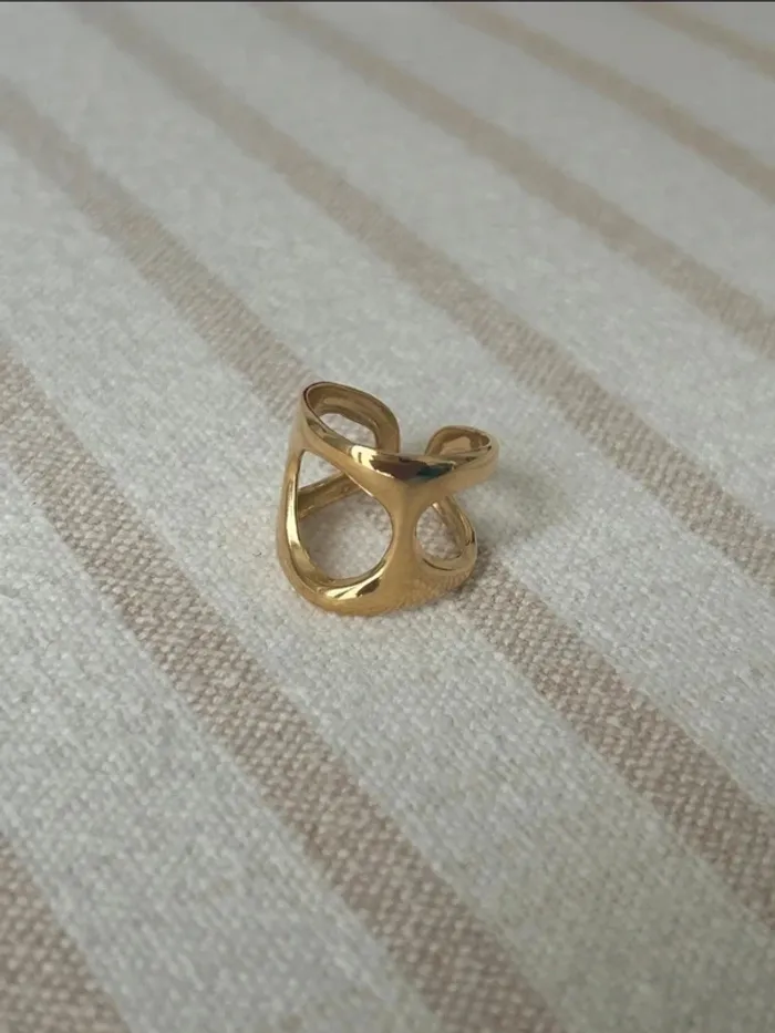 Bague dorée tendance Louyetu en plaqué or - photo numéro 3
