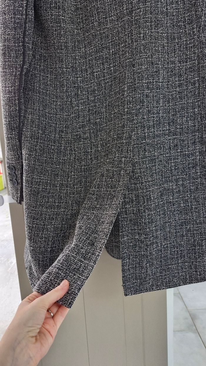 Manteau long gris et noir chiné M&S Mode - photo numéro 10