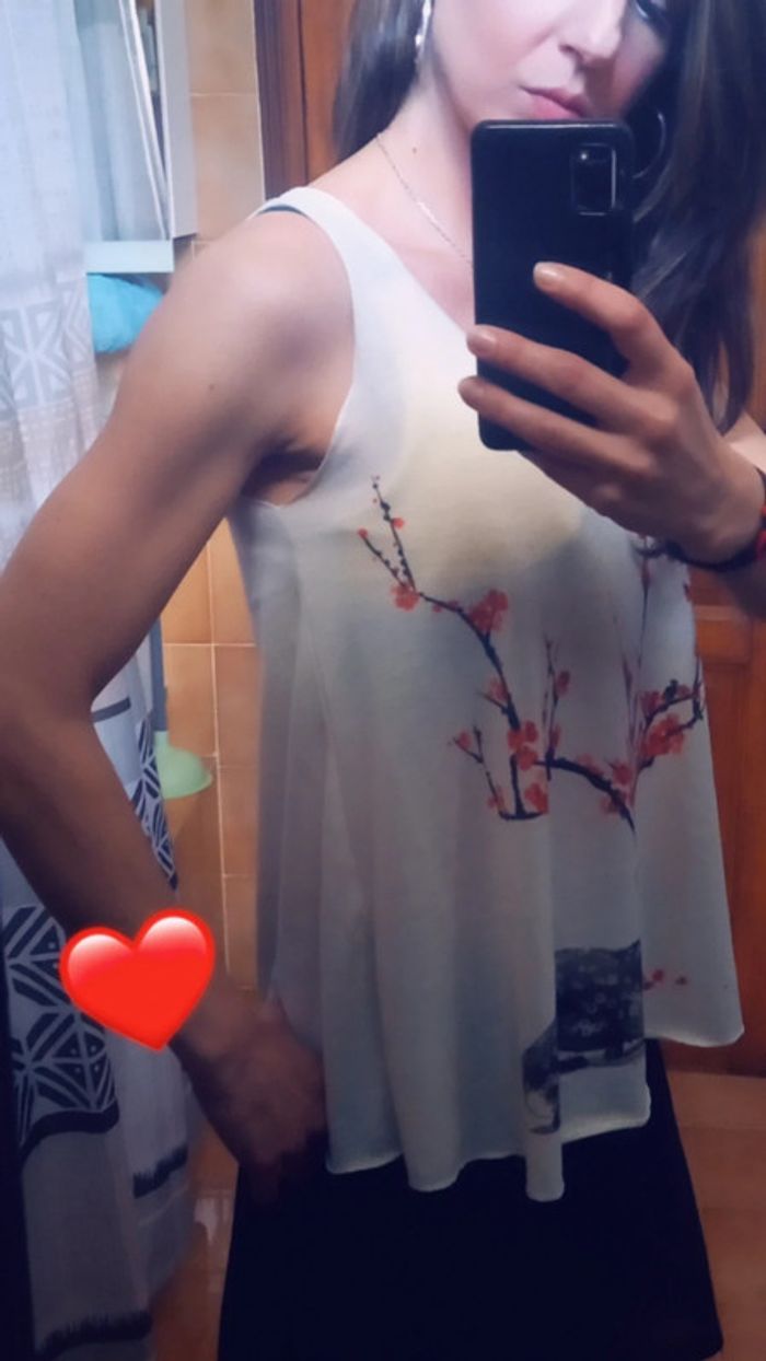 Débardeur ample blanc avec cerf fleuri 🪴 Printemps été 🏵 taille S - photo numéro 7