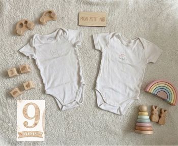 Lot de 2 bodies manches courtes mixtes - T9mois - orchestra et tex baby 