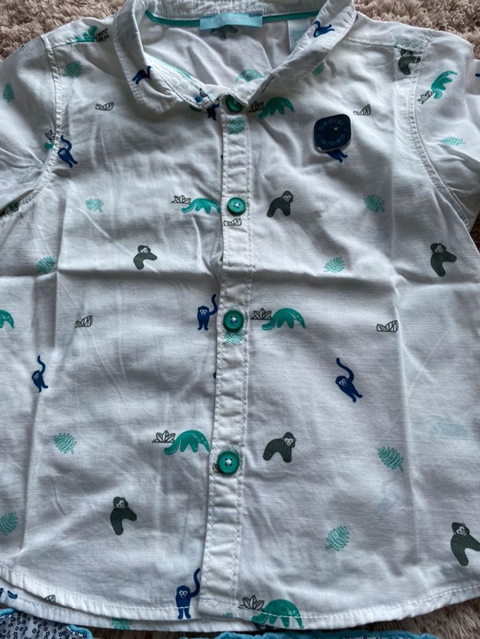 Ensemble chemise manches courtes et short avec ceinture 23 mois - photo numéro 2