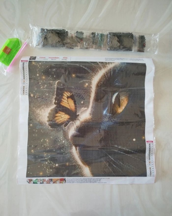Diamond painting chat et papillon #N025 - photo numéro 2