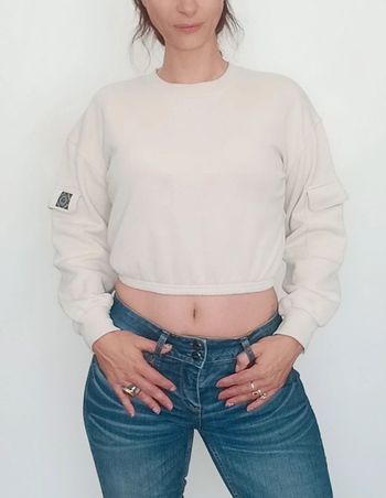 Sweat court casual crème basique taille 34