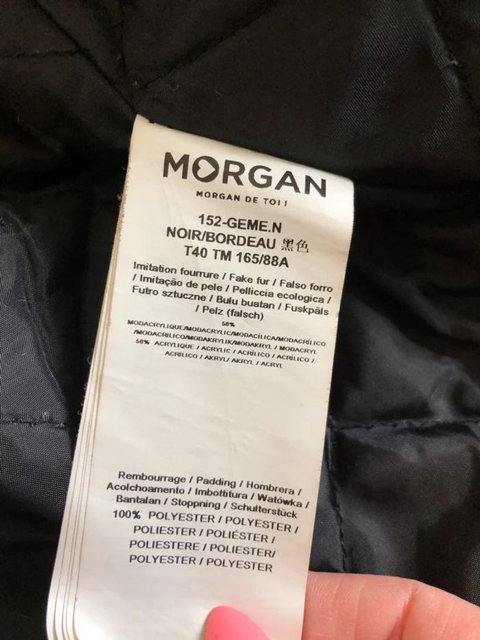 Parka noire et bordeaux avec capuche Morgan taille 40 TBE - photo numéro 18