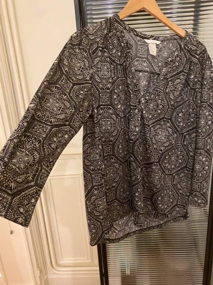 Chemisier H&M beige et noir taille L - photo numéro 4