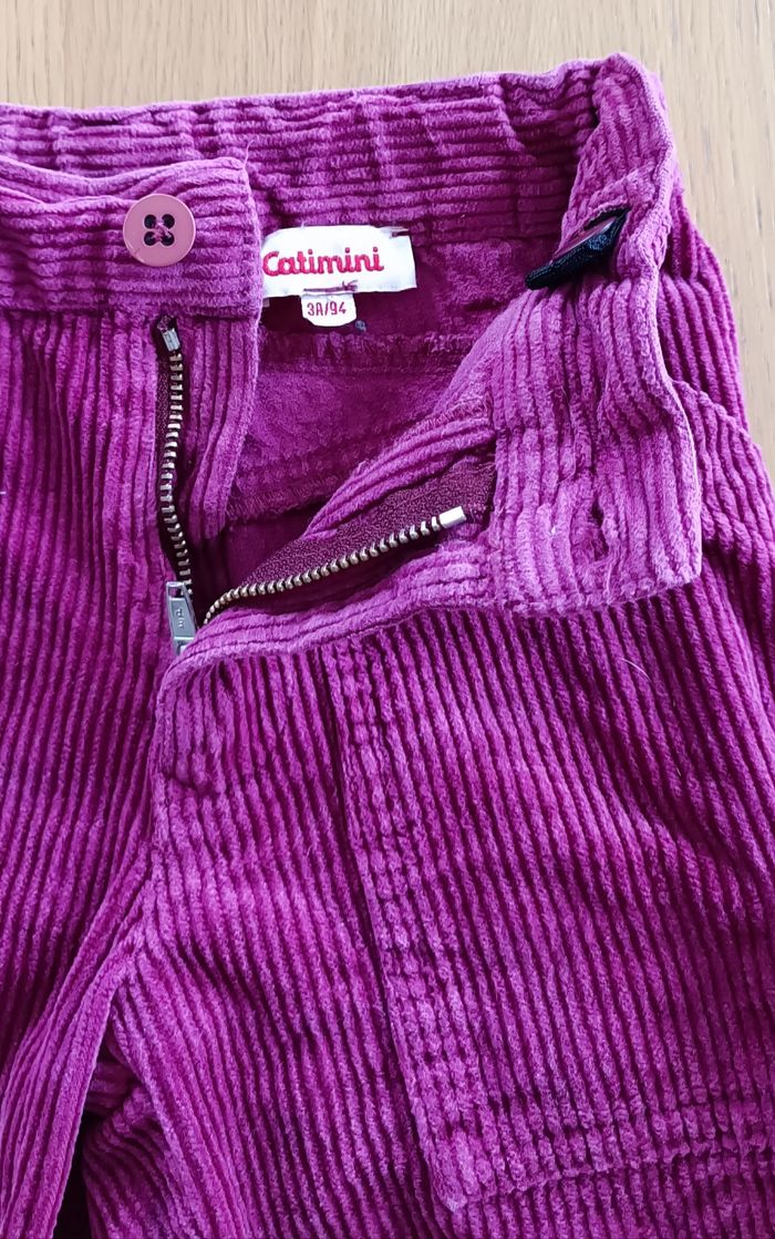 Pantalon Catimini 3 ans velours côtelé fushia fille - photo numéro 5