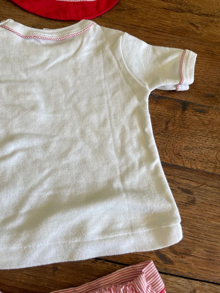 Tenue rouge et blanche petit garçon 9 mois marin bateau ensemble casquette été - photo numéro 11