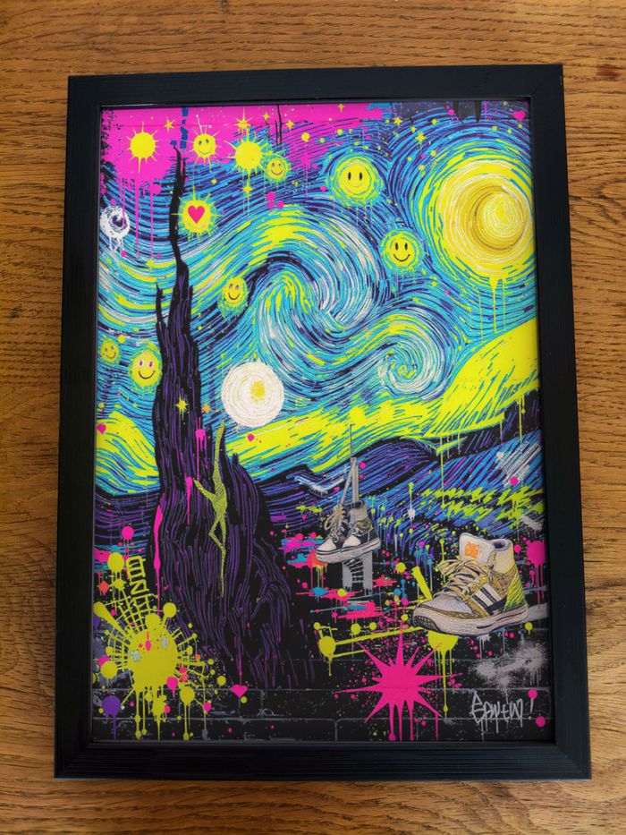 Affiche poster A4 (21×29,7 cm) La Nuit étoilée Van Gogh street art pop art déco murale colorée - photo numéro 3