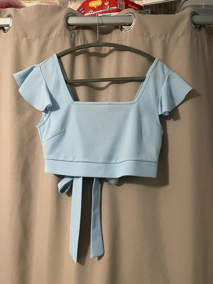 Crop top dos nu bleu