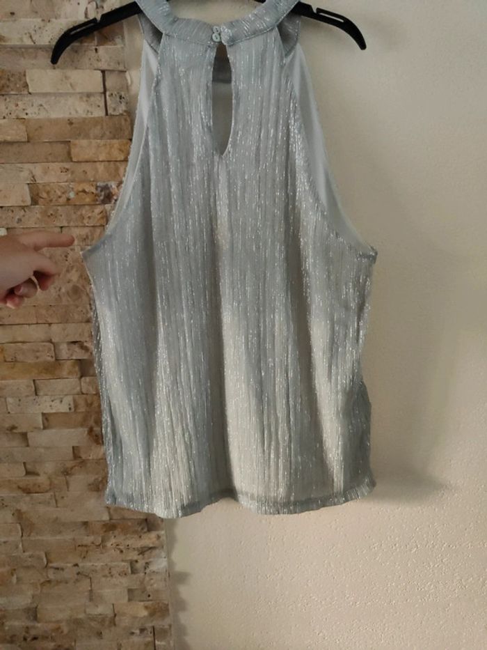 Haut argenté brillant taille s - photo numéro 4