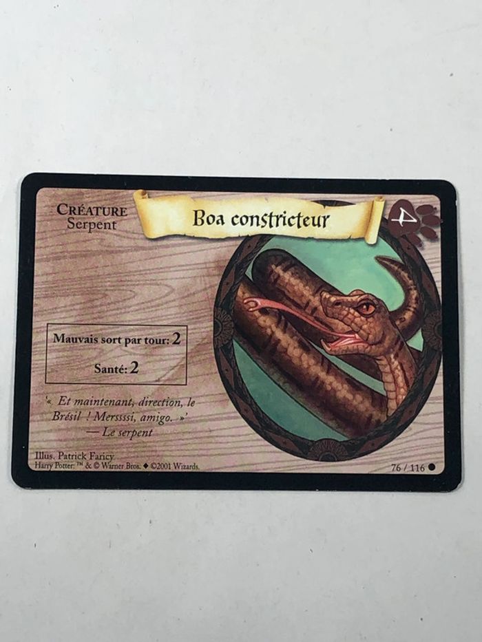 Carte boa constricteur Harry potter