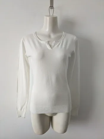 Pull blanc en laine viscose cachemire - taille S/M