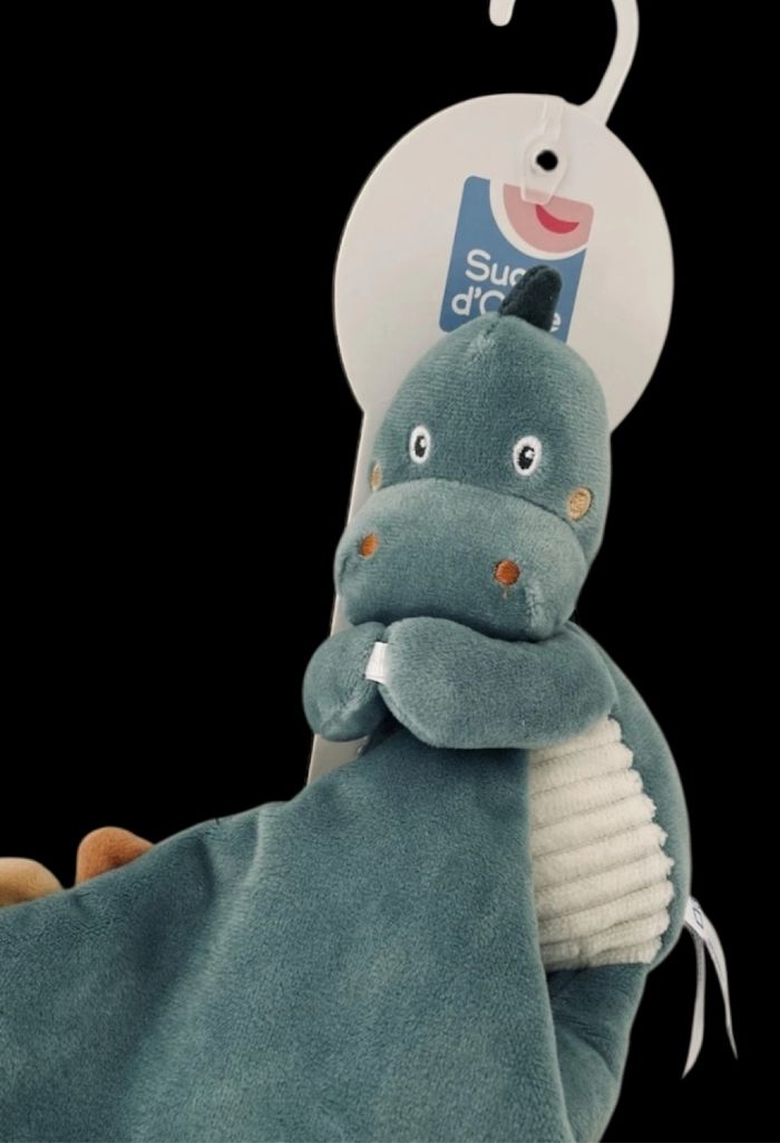 ❤️B4777 Doudou plat Mouchoir Dinosaure Vert Beige SUCRE D'ORGE Sucre D’orge - photo numéro 2