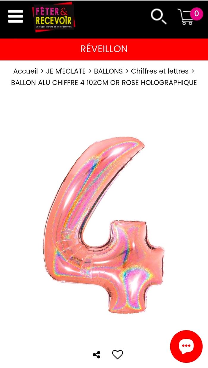 Ballon chiffre 4 / 102 cm - photo numéro 3