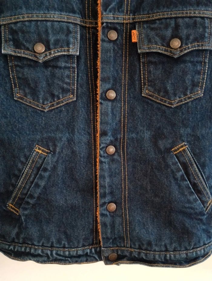 Veste en jean vintage Levi's fourrée sherpa orange - photo numéro 8