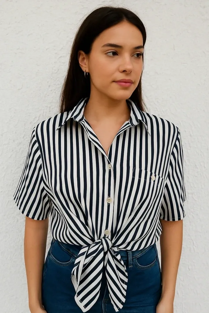 Chemise rayée bleu et blanc C&A vintage taille 42