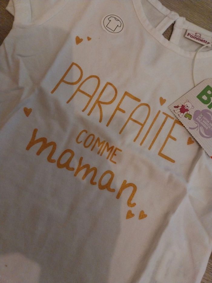 Tee-shirt parfaite comme maman neuf marque pommette 12 mois - photo numéro 3