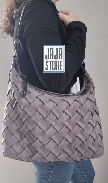 Sac cabas effet tressé Gris Ines Delaure