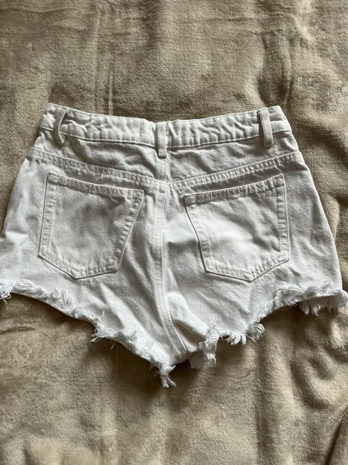 Short blanc en jean taille haute blanc - photo numéro 2