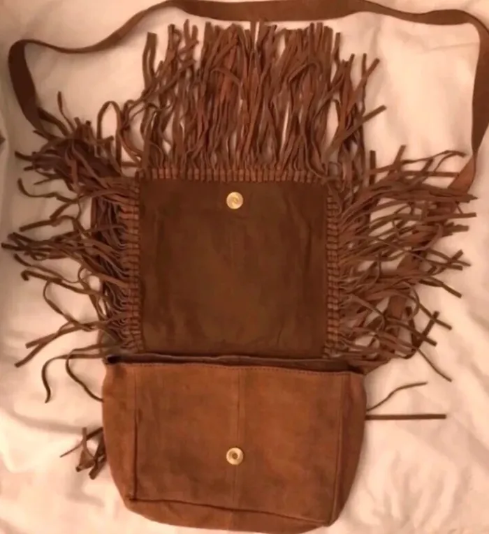 Sac bandoulières cuir daim unisexe marrons - photo numéro 4