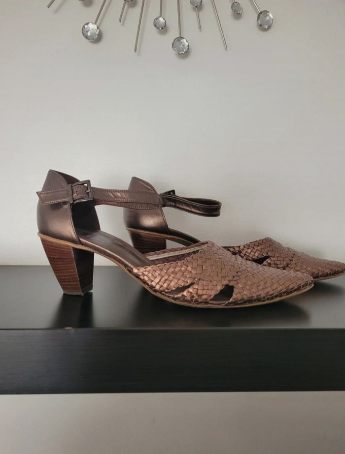 Escarpins tressés marron métallisé bronze Brenda Zaro - photo numéro 2