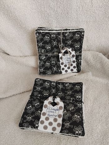 🧼 Lot de 5 lingettes lavables coton Oeko-Tex & bambou – fait main 🌿