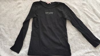 T-shirt manches longues noir happy lisa rose 8 ans