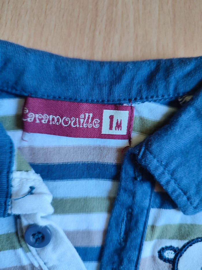 Lot tenue Neuve salopette Dpam bébé + polo manches longues Cramouille en 1M - photo numéro 6