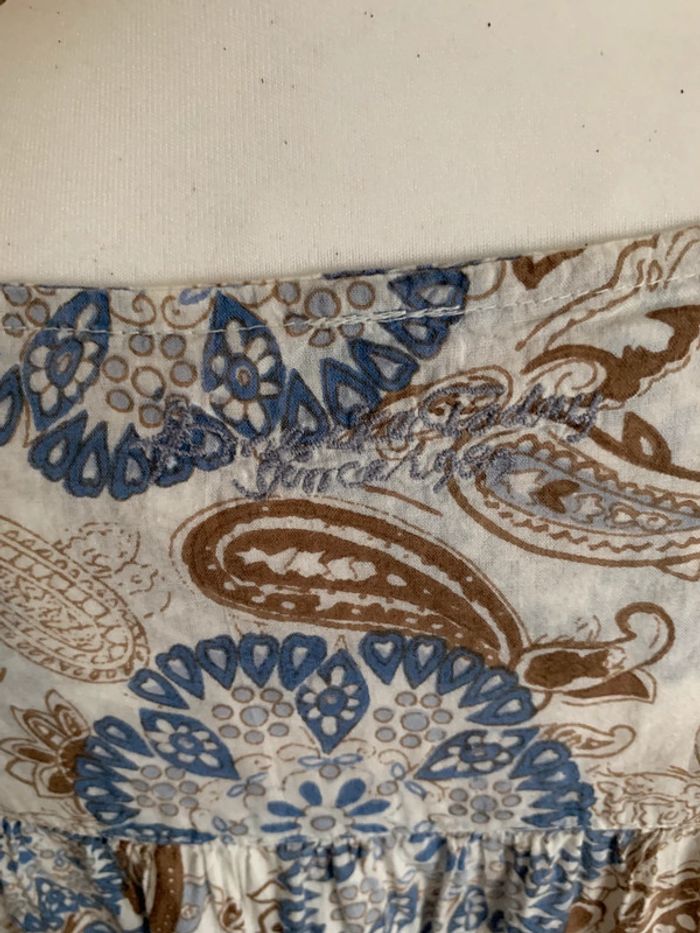 Robe tunique fleurs marrons bleu crème L - photo numéro 5