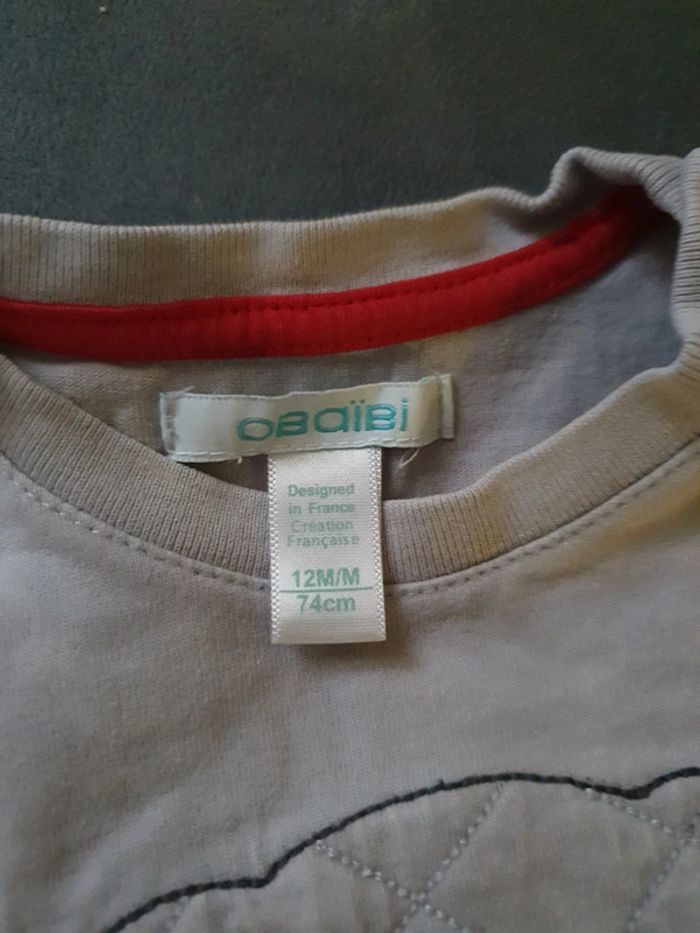 Tee Shiet Gris Manches Longues 12 Mois - photo numéro 3