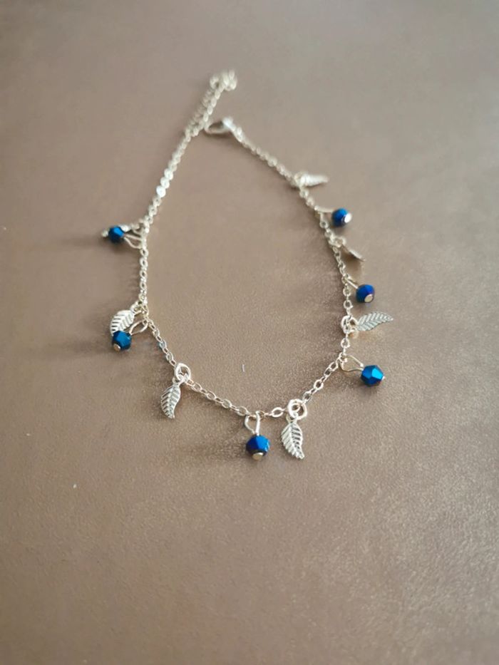 Bracelet poignet ou cheville doré et bleu