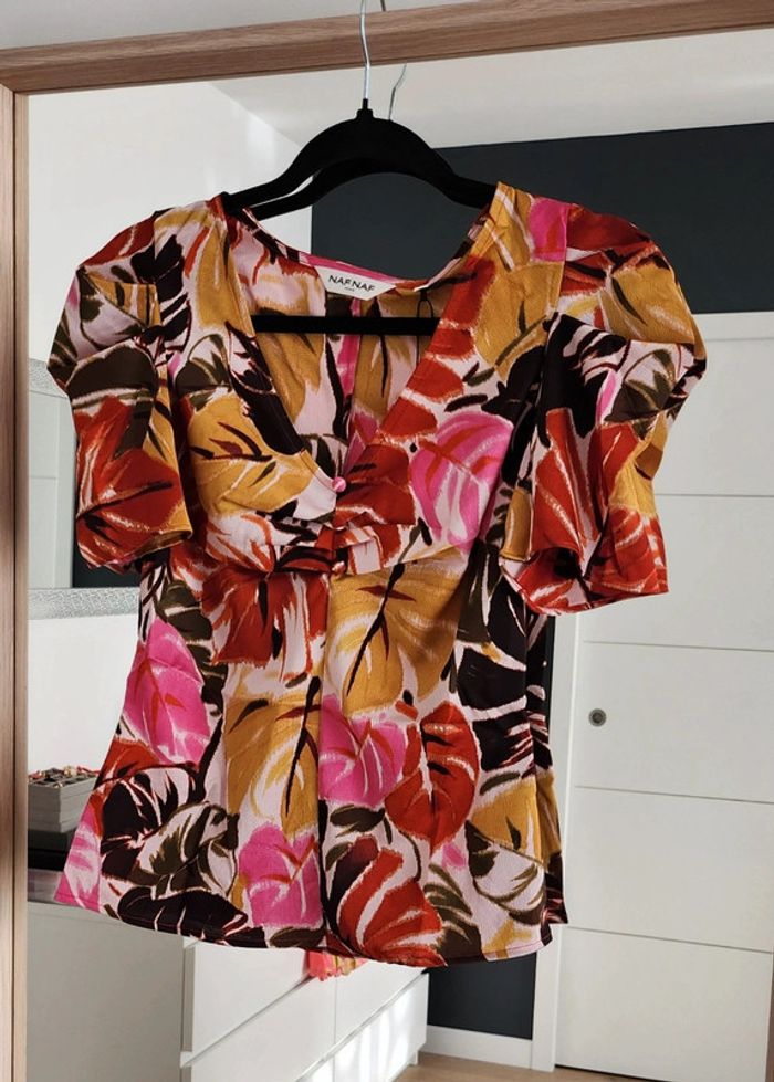 Blouse chemisier manches courtes multicolore taille 36 Naf Naf