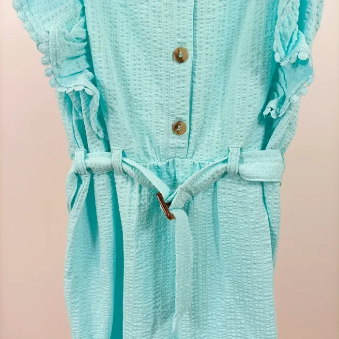 Combishort turquoise fille River Island 13-14 ans, volants et boutons, style estival A1242 - photo numéro 3