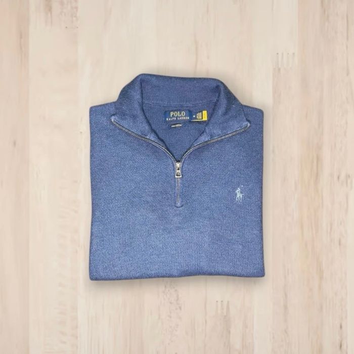Ralph Lauren Half Zip Bleu Roi M – Pull Col Camionneur Homme 🔥