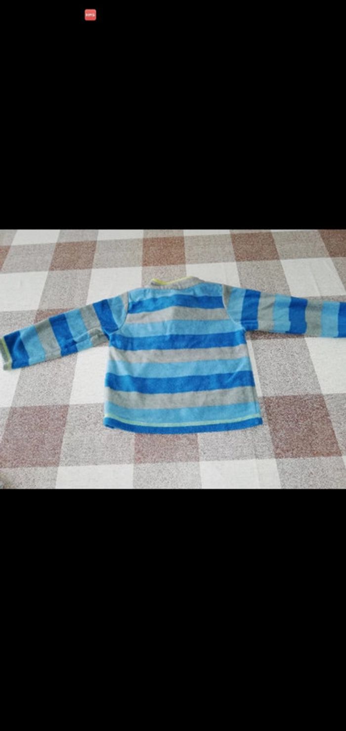 Polaire 24 mois col zippé rayé gris/bleu - photo numéro 3