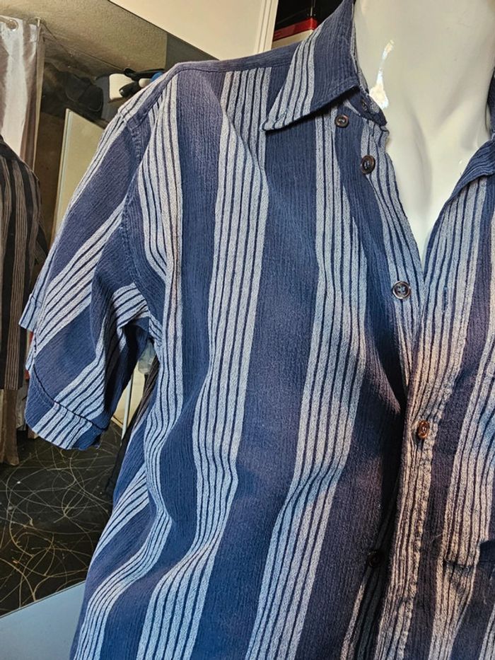 Chemise manche courte bleu Rayure - photo numéro 4