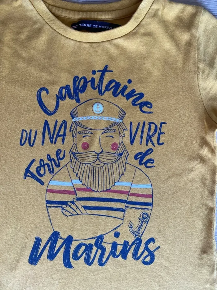 Tee-shirt manche courte moutarde flocage marin garçon 4 ans Terre de marins - photo numéro 2