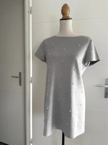 Robe tunique gris neuf Kleid dress Vestido Vestito jurk jumpsuit femme volant mujer donna woman